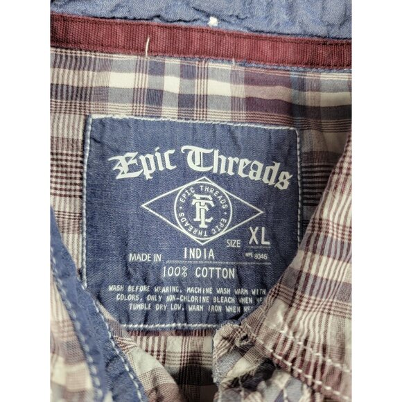 EPIC THREADS Youth Boys Plaid XL Roll Tab Shirt Long‎ Sleeve Button Up casual - Picture 5 of 6